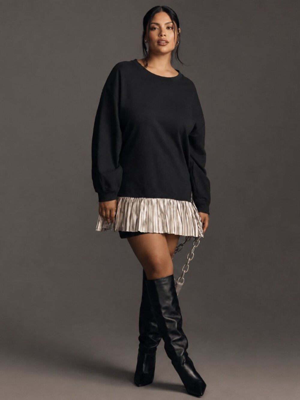 NWT Anthropologie Pilcro Metallic Twofer Tunic Blouse Size XS